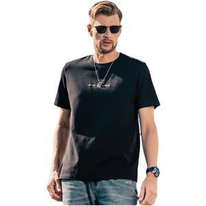 230G Heavyweight Smooth Short-Sleeved T-Shirt Men's New Summer Letter Embroidered Bottoming Shirt T-Shirt Black (XL)