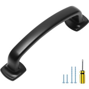 Ravinte Arch Cabinet Pulls Solid 10 Pack 3 Inch Matte Black Kitchen Cabinet Handles Flat Square Foot Curved Drawer Pulls Hardware for Kitchen Cabinet