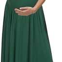 OUGES Women's 2025 Off The Shoulder Mesh Maxi Maternity Dress for Photoshoot Baby Shower Sleeveless Formal Long Dresses Size Medium