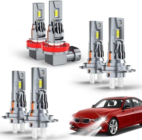 UCYAR Compatible with BMW 328i Lights 2007 2008 2009 2010 2011 2012 2013 2014 2015 2016 / Hyundai Sonata 2011 2012 2013 2014, H7 High Low Beam H11 Fog Lights for Off Road, Plug and Play, Pack of 6