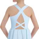 Phineein Girls Gymnastics Leotards Crisscross Back With Skirt- Sleeveless Ballet Dance Fancy Crossover Dress