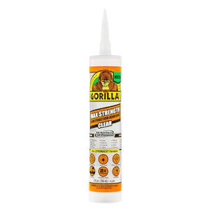 Gorilla Max Strength Construction Adhesive, Clear Glue, 9 Ounce Cartridge (Pack of 1) - Gap Filling and Waterproof