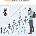 71 Camera Tripod Aluminum Tall Tripod Stand Compatible with Canon Nikon with Wireless Remote Phone Holder and Bag Max Load 6.6 LB