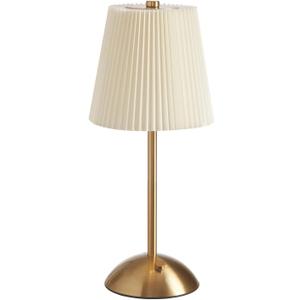 Cordless Table Lamp, 3000mAh Rechargeable Battery Operated Touch Light, Portable 3-Color Dimmable Vintage Ambient Light Beige Fabric Shade for Dining Table/Bedroom/Kitchen/Bar/Bathroom/Entryway/Gift