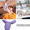 Plating Clear Phone Case for iPhone 16 with Stand 6.1", Purple