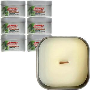 Coleman Scented Outdoor Citronella Candle with Wooden Crackle Wick, Pine Scent, 6 oz (Pack of 6)
