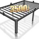 ROIL 18 Inch Twin Bed Frame with Rounded Corner and Headboard Hole Mattress Retainers 3500LBS Metal Heavy Duty Steel Slats No Box Spring Needed Platform Noise-Free Easy Assembly