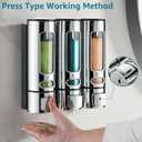 Shampoo and Conditioner Dispenser,Shower Shampoo Dispenser 3 Chamber No Drilled Shampoo Dispenser for Shower Wall Mounted Shower Dispenser Body Wash Dispenser for Bathroom Kitchen Hotel,Chrome