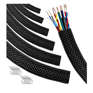 Automotive Wire Loom High Temperature Braided Wire Loom, Split-Sleeve Heat Resistant Wiring Loom Cord Cover for Harness Wires, Self-Wrapping Heavy Duty Sheathing Cable Management Black（20ft-1inch ）