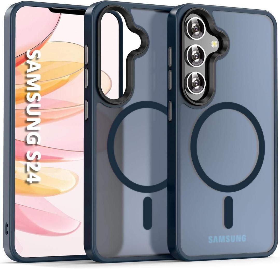 Phone Case for Samsung Galaxy S 24 Case Galaxy S24 Case Mag-Safe Compatible Military Grade Slim Shockproof, Magnetic Protective Cell Phone Case, for Samsung Galaxy S24 (Dark Blue)