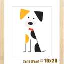 LUCKYLIFE 16x20 Picture Frame, Natural Solid Wooden Poster Frames for Wall, Display 11x14 with Mat or 16x20 Without Mat, 1 Pack