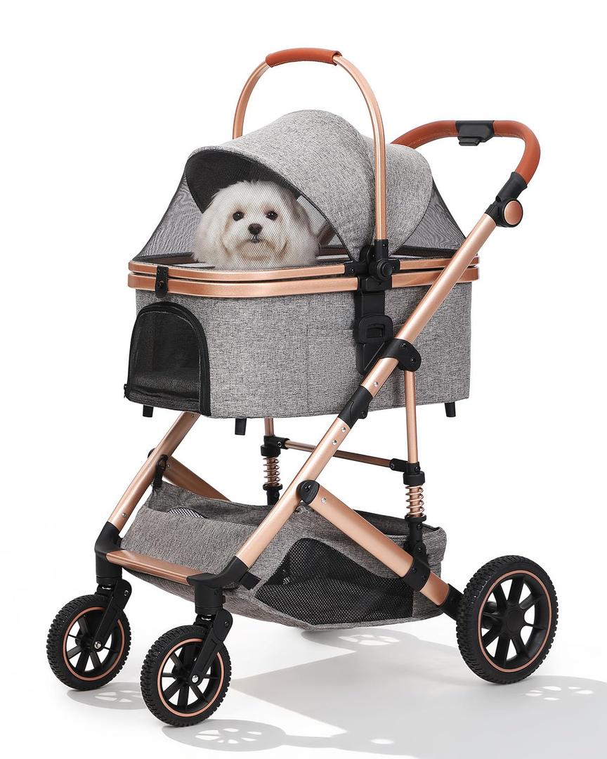HOVONO Dog Stroller with Detachable Carrier for 2 Pets up to 60 lbs