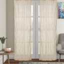 Sheer Crinkle Curtain Panel Set of 2, 100% Washable Cotton Window Treatment Rod Pocket Curtain Panels for Kitchen, Bedroom and Living Room - Off White, Window - 42"x63"
