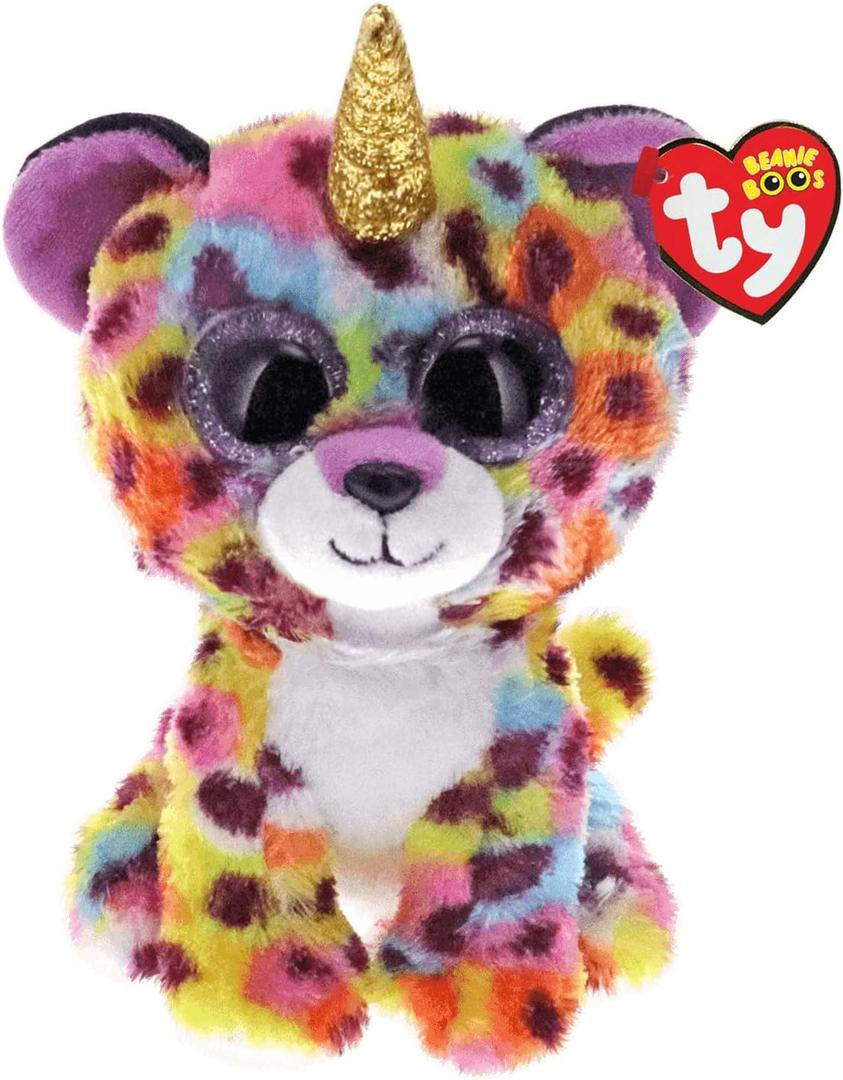 TY 36284 15 cm Giselle Leopard W/Horn-Beanie BOOS, Multicolored, One Size