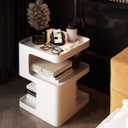 Side Table,Modern end Table,Metal nightstand,Bedside Table,3-Tier Accent Table with Storage for Bedroom,Living Room,Small Space,Couch.No Assembly Required, 13.8 inches x 13.8 inches x 21.2 inches