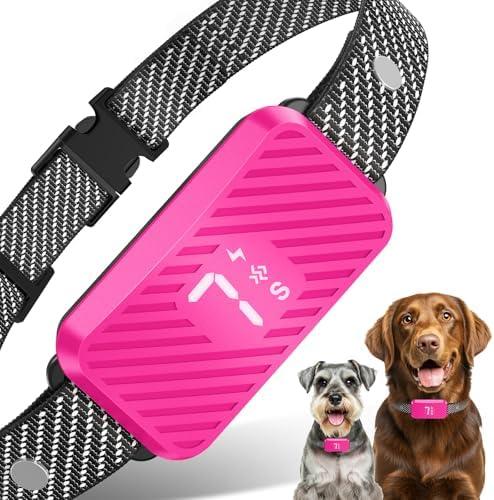 Dog Bark Collar for Large Medium Small Dogs, Effective No-Bark Collar, Smart Barking Collar, Rechargeable Bark Collar with 7 Sensitivity, 3 Modes, Waterproof, Peach Pink (1 Pack)