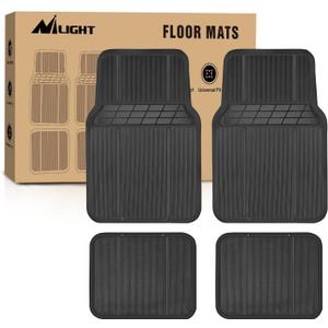 Nilight Rubber Floor Mats for Cars Trucks SUVs,Universal Trim to fit for Most Vehicles,All Weather Protection Heavy Duty Floor Liners,Pack of 4