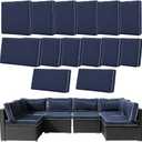 14Pcs Outdoor Cushion Covers Replacement Washable w/Zipper for 6-Seaters Sofa Patio Slipcovers Set Seat and Back Covers Only-25.6x25.6x3.9inch