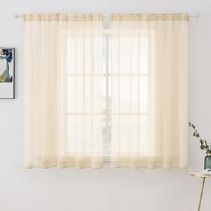 MIULEE 2 Panels Solid Color Sheer Window Curtains Elegant Window Voile Panels/Drapes/Treatment for Bedroom Living Room (54 X 45 Inches Cream Beige) MIULEE 2 Panels Solid Color Sheer Window Curtains Elegant Window Voile Panels/Drapes/Treatment for Bedroom Living Room (54 X 45 Inches Cream Beige)