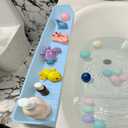 31.5" Bathtub Splash Guard for Kids & Toddlers - Silicone Play Shelf & Toy Storage Tray with Strong Suction Cups to Prevent Water Spills, No-Leak Fun Bath Time - Tub Toy Holder Ledge,Blue