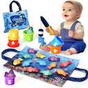 Montessori Toys for 1 Year Old Boy Girl Gifts, Cloth Fishing Game Toddler Toy 1-3, Sorting Learning Baby Toys 6-12-18 Months, Toddler Toys for Baby Easter Gifts (Blue)