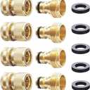 HQMPC Garden Hose Quick Connect Solid Brass Quick Connector Garden Hose Fitting Water Hose Connectors 3/4 inch GHT (4Sets)