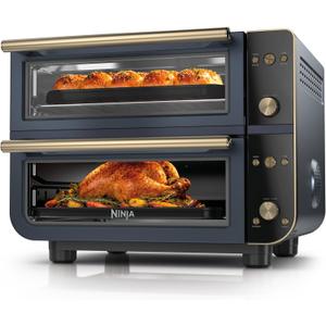 Ninja Double Oven Pro Smart XL Countertop Oven & Air Fryer | 30.2 Qt Capacity | 12-in-1 with Smart Finish & DualZone Tech to Cook 2 Meals at Once | Fits up to 4.5lb Chicken | Cyberspace | DCT801BL