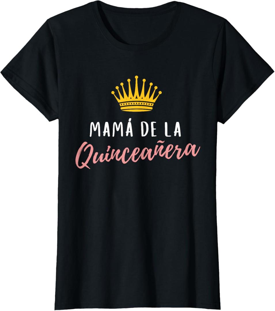 Quinceanera Mom Mother Mama Rose 15 Birthday Party Quince T-Shirt (X-Small, Black)