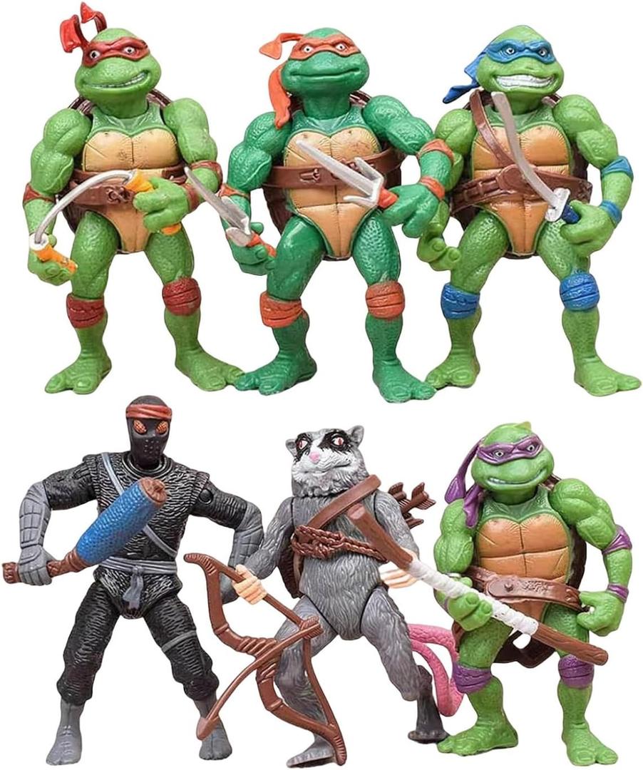 6-Pack Turtle Action Figures 4.7" Figure Toys Birthday Gifts for Kids Friends and Fans