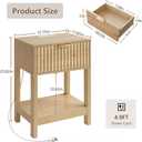 Nasonet Night Stand Set 2, Fluted Nightstand with Charging Station, Wood Bedside Table with Drawer & Storage Shelf, Modern End Tables for Bedroom Sofa Couch Office, Natural Oak