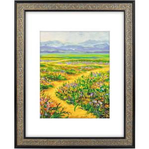 Golden State Art, 11X14 Vintage Photo Frame with White Mat for 8X10 Pictures or 11X14 Without Mat, Ornate Black and Gold Color