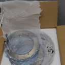 Deckrico Crystal Chandelier Modern LED 5-Rings Light Fixtures Flush Mount Stainless Steel Pendant Ceiling Lamp for Living Room Bedroom Restaurant Porch Dining Room (Cool White)