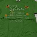 Women Cute Bee Graphic Tee Shirts Short Sleeve Inspirational Funny Letter Print Summer Loose Tee Tops (L)