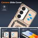 Case for Samsung Galaxy A16 5G with Slide Camera Cover+Screen Protector(2 Packs), Military Grade Shockproof Protective Cover, Rotated Ring Kickstand(B - Golden)