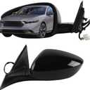 Dasbecan Side Rear View Mirror Black Compatible with 2023-2026 Honda Accord Power Heated Blind Spot Manual Folding HD Glass Lens Driver Left Mirror Assembly Replace#7625830AA11 HO1320356(7pin)