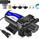 Water Pressure Booster Pump, 110V AC Water Diaphragm Pump, 5.5GPM 75PSI with Power Plug, Self Priming RV Water Pump for Home Kitchen Bathroom RV Marine Yacht Garden Hose Black