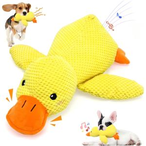 Dog Calming Duck Toy, 2026 New Interactive Plush Duck Toy with Quack Sound and Crazy Crinkle for Dogs Keep Busy, Soft Stuffed Calming Pillow for Puppy Reduce Boredom -Yellow, 17.7"x14.9"(L)