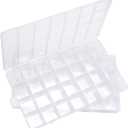 Eppingwin 28 Grids Bead Organizer, Craft Organizers and Storage, Acrylic Organizers, plastic Bead Organizer Box for Crafts Organizing Storing (2 Pack)