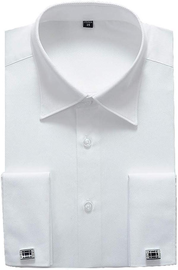 Alimens & Gentle French Cuff Regular Fit Dress Shirts (Cufflink Included) (22" Neck 35"-36" Sleeve, White)