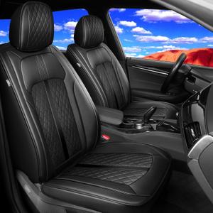 Fit HR-V Car Seat Covers for Select Honda HRV 2016-2024 2025 LX/EX/EXL/Sport - Full Coverage Leather, Airbag Compatible, Waterproof & All Weather Seat Cushion Protector, Full Set, Black