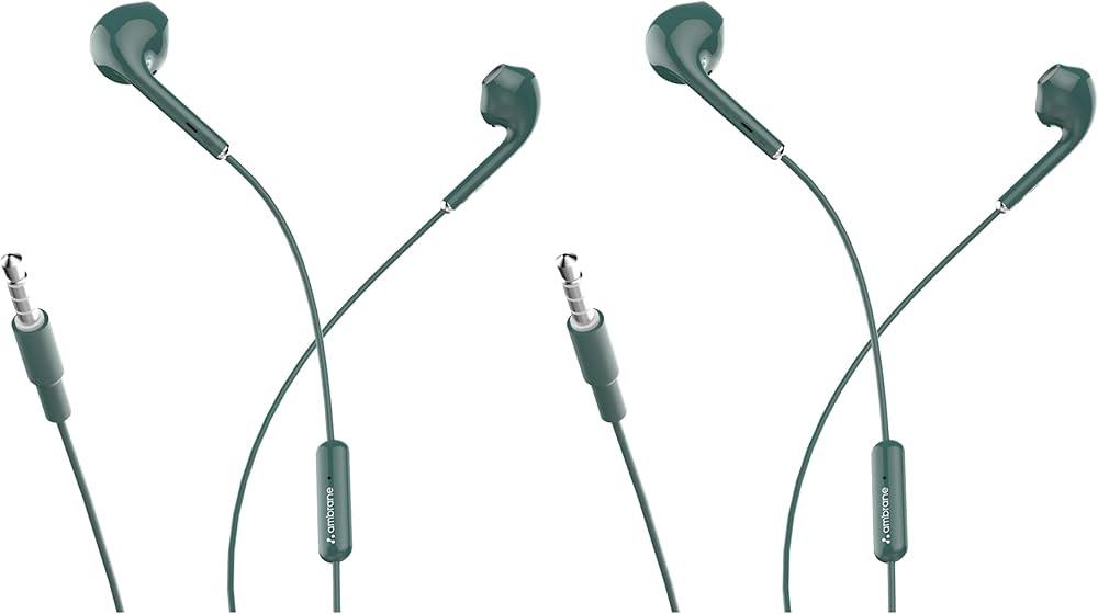 Wired  Ear Buds Earphones Green, Pack Of 2