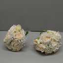 Wedding Bridesmaid Bouquets Set of 6, Artificial Silk Flowers Arrangement for Ceremony Marriage Proposal Party Anniversary Decorations - Champagne