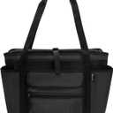 Fasrom XL Beach Tote Bag with Cooler Compartment, Large Mesh Beach Pool Bag with Wet & Dry Separation for Swim, Travel (Black)