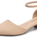 DREAM PAIRS Women's Dress Shoes Low Heel Pumps Closed Pointed Toe Comfort Casual D'Orsay Flats Ankle Strap, Size 6 