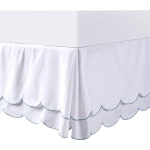 Coastal Scallop Edge King Bed Skirt Easy Fit Elastic Band Tailored Pleated 14.5 Inch Drop Anti-Slip King Size Dust Ruffle Bed Skirt Wrap Around for Enhanced Privacy Home Decor Coastal Scallop Edge King Bed Skirt Easy Fit Elastic Band Tailored Pleated 14.5 Inch Drop Anti-Slip King Size Dust Ruffle Bed Skirt Wrap Around for Enhanced Privacy Home Decor