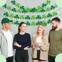 St Patricks Day Decorations - 4PCS Shamrock Garland Banner for Irish Party Supplies, DIY Clover Hanging Banners for Home Mantel Wall Decor, 8.2ft Long, Green & Light Green Felt