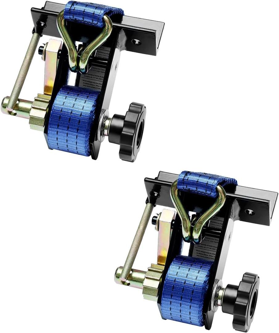 Ladder Rack Straps, W/J-Hook (2PCS), 1.4" Black Square Tube Mount, 1.5" Wide x 7.5' Long, Blue Ladder Rack Ratchet Straps, 500 lbs Load Heavy Duty, Truck/Lumber Rack Straps, Pipe/Roof Rack Strap