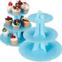 YLDW Cupcake Stand 2Pcs, 3-Tier Cupcake Stand Display, Cardboard Cup Cake Tower Stand, Disposable Dessert Stand for Birthday Tea Party Baby Shower Treat Decorations, Baby Blue
