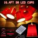 Hiboom 1 Pack 16.4FT 30 LED Red Cup String Lights, Trailer Park Party Decorations, Battery Operated Mini Shot Cups Fairy Light for Home, Bar, Clubs, Christmas, Graduation Party Supplies