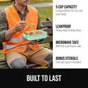 GORILLA GRIP BPA-Free Leakproof Bento Lunch Box for Women, Men, Kids, On-the-go Easy to Carry Handle, Microwave Safe Hot or Cold Food Container, Lid Includes Built-In Utensil Set, 1 Tier Style, Mint